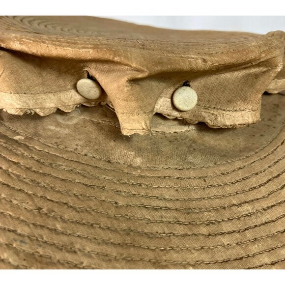 19th C. Sun Hat American Flat Crown Hat Button off C 1840-1890 Victorian